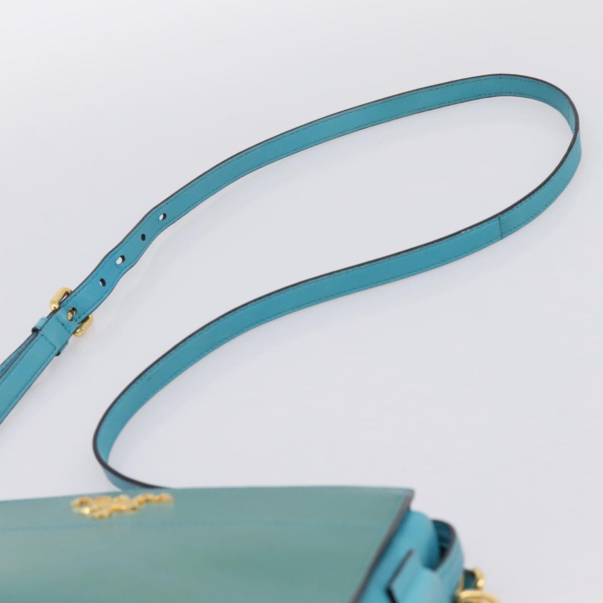 PRADA Shoulder Bag Safiano Leather Green Gold Auth am12262A