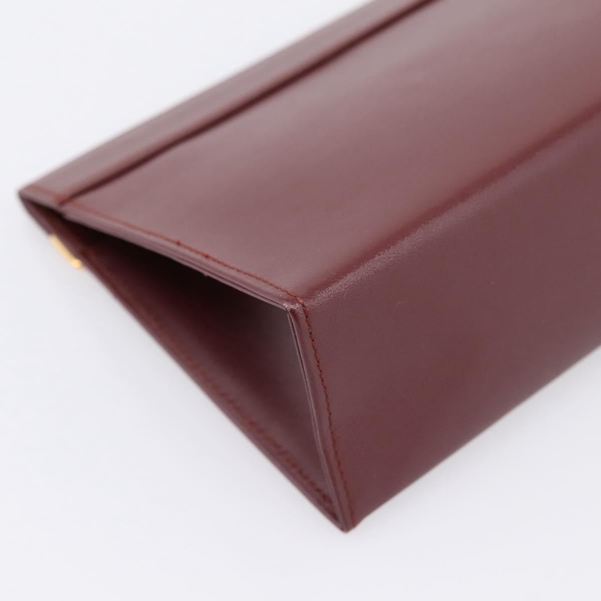 CARTIER Must Line Pouch Leather Bordeaux Gold Auth am12264V