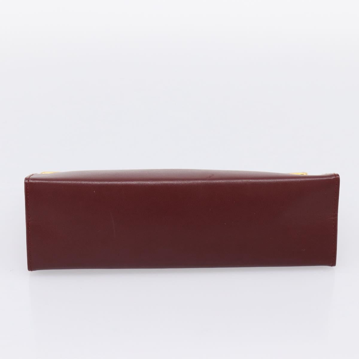 CARTIER Must Line Pouch Leather Bordeaux Gold Auth am12264V