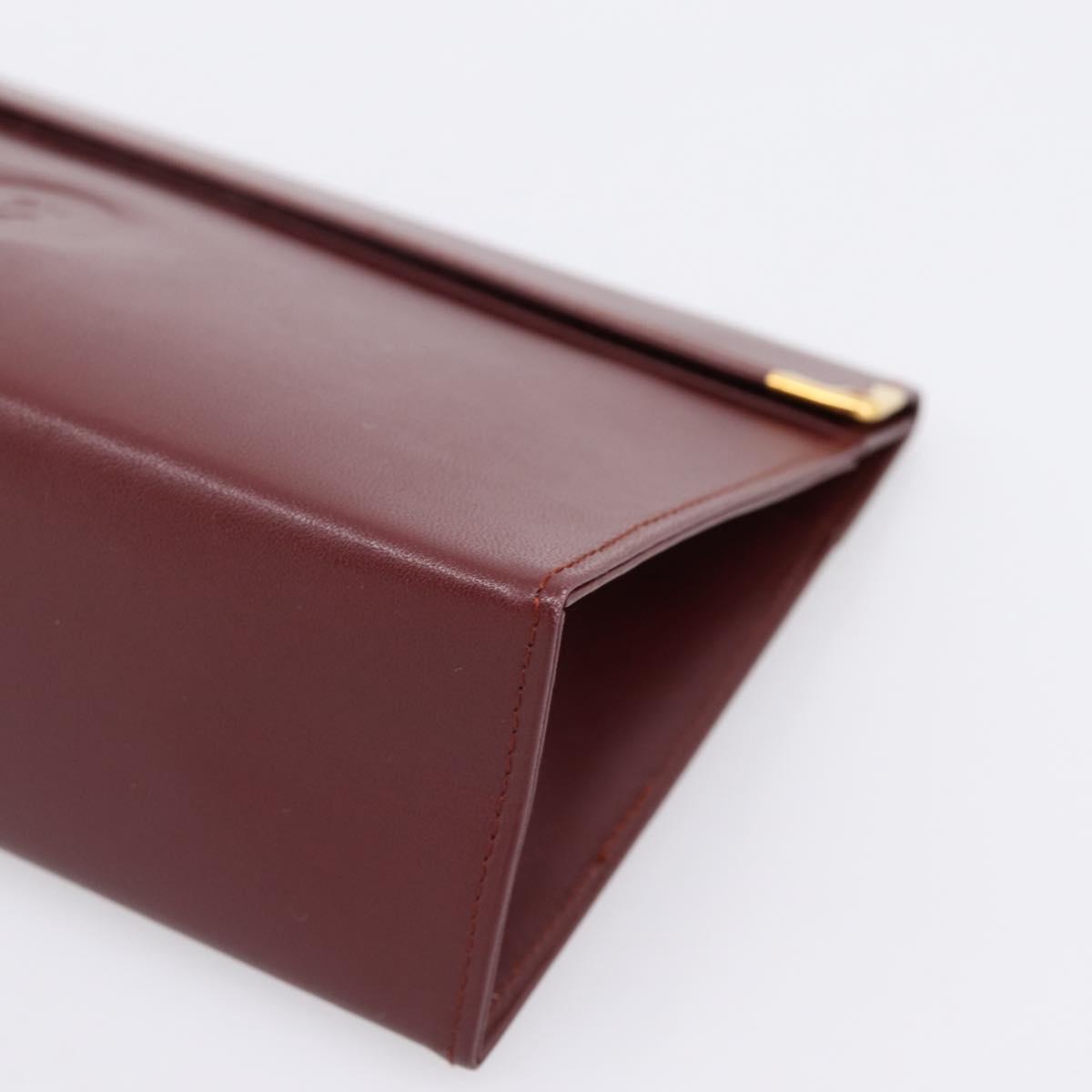 CARTIER Must Line Pouch Leather Bordeaux Gold Auth am12264V