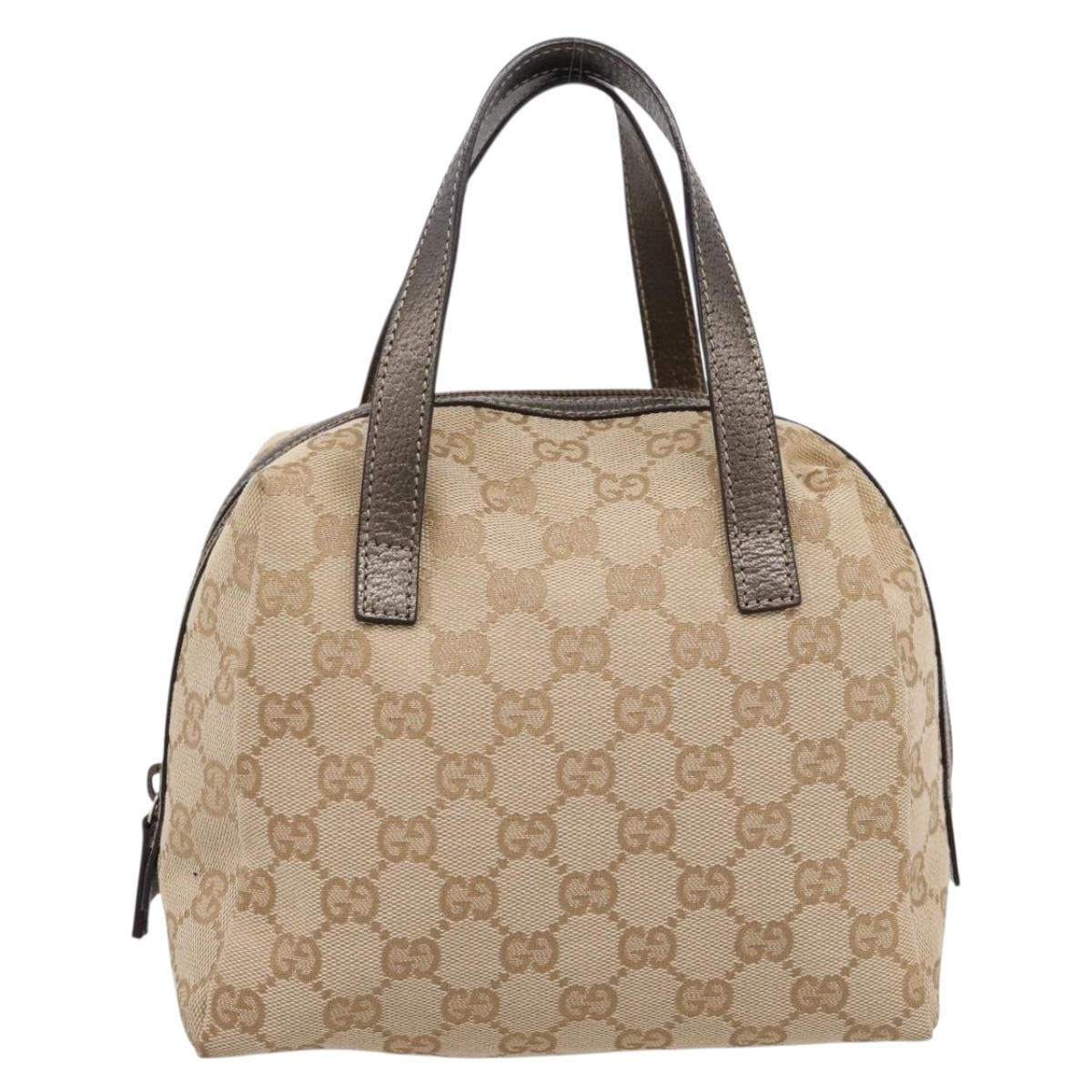 GUCCI GG Canvas Hand Bag Beige 124542 Auth am12265V