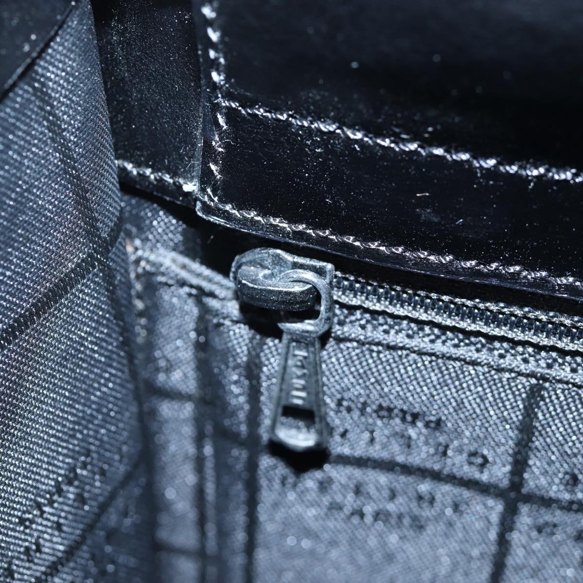 CELINE Circle Handle Hand Bag Leather 2way Black Silver Auth am12266V
