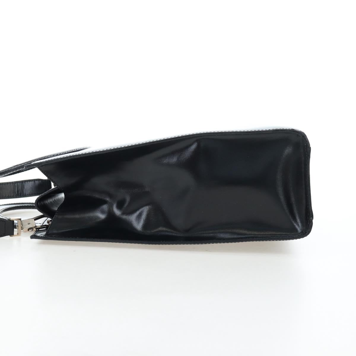 CELINE Circle Handle Hand Bag Leather 2way Black Silver Auth am12266V