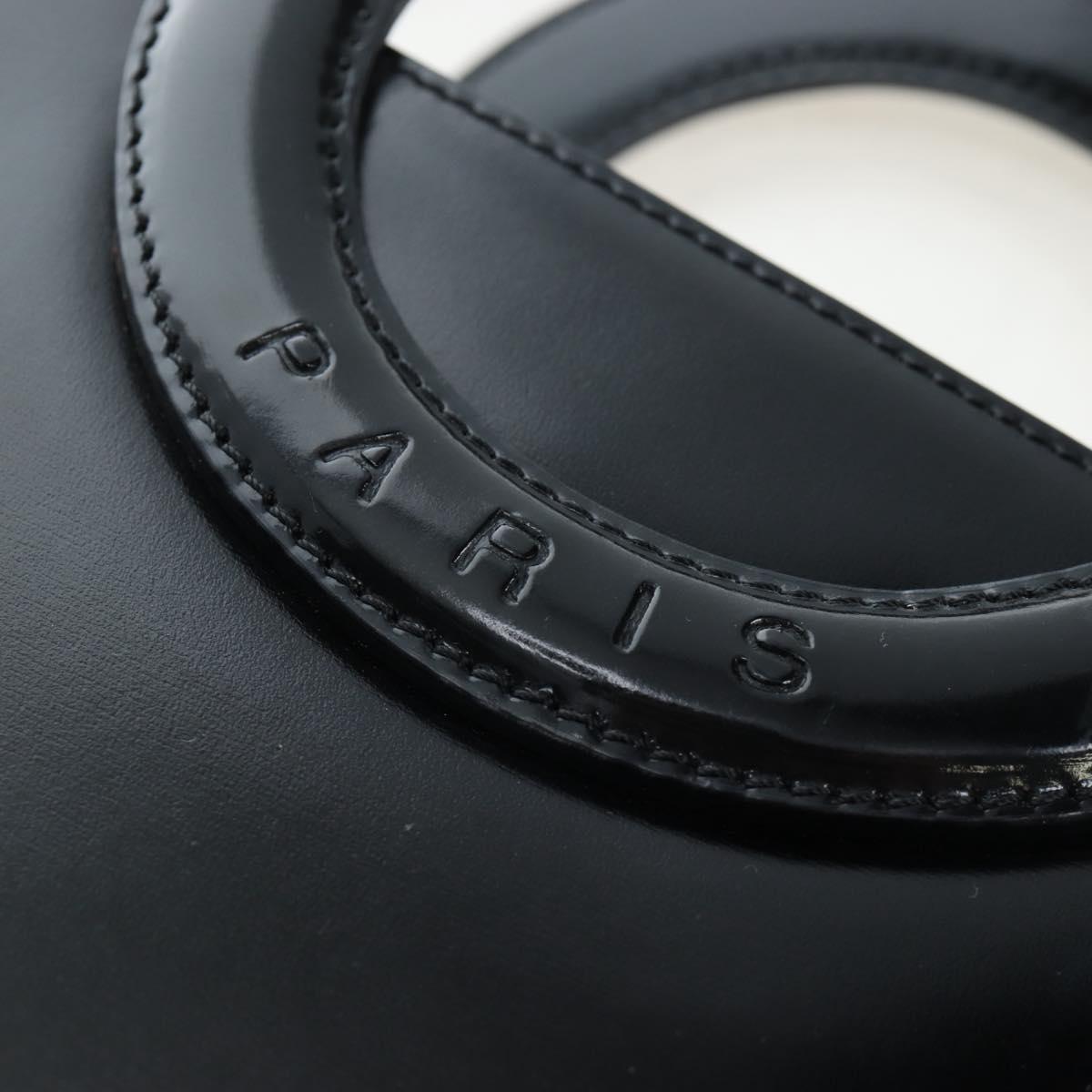 CELINE Circle Handle Hand Bag Leather 2way Black Silver Auth am12266V