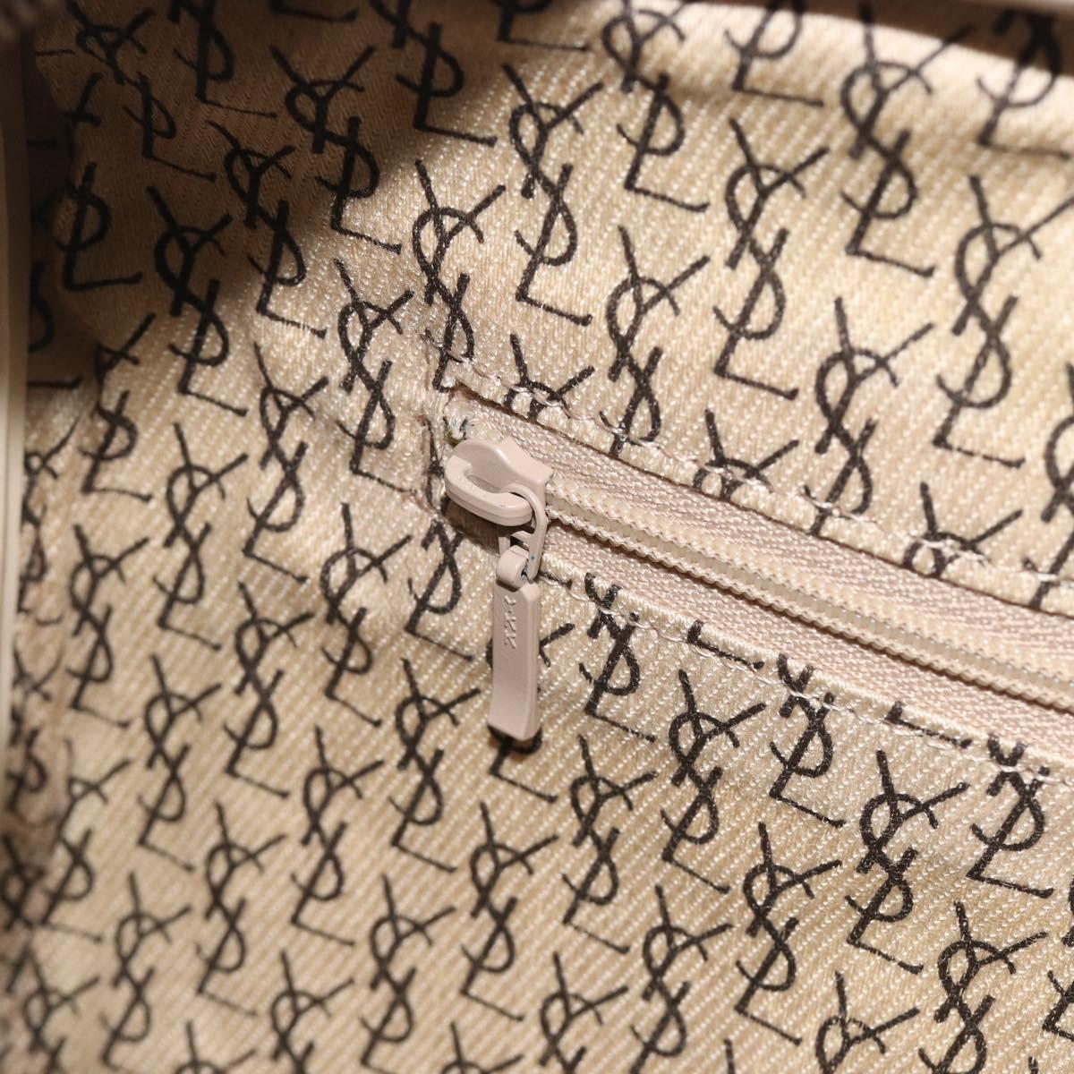 SAINT LAURENT Mini Boston Bag PVC Canvas Gray Gold Auth am12267A