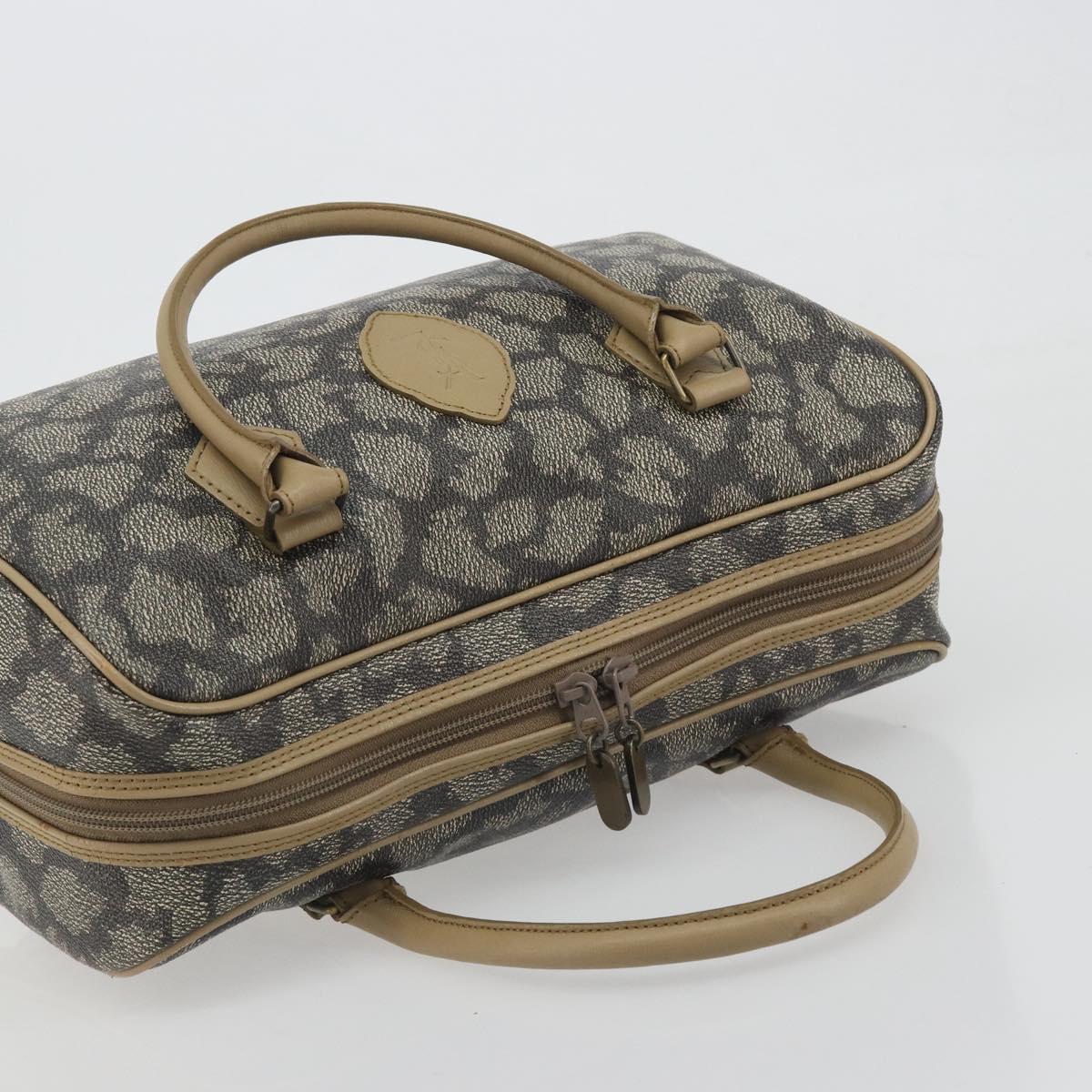 SAINT LAURENT Mini Boston Bag PVC Canvas Gray Gold Auth am12267A