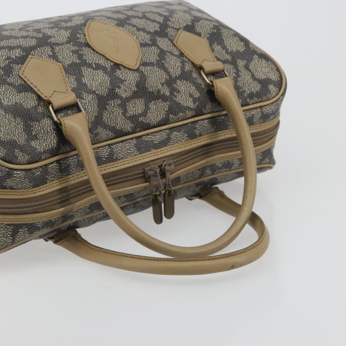 SAINT LAURENT Mini Boston Bag PVC Canvas Gray Gold Auth am12267A