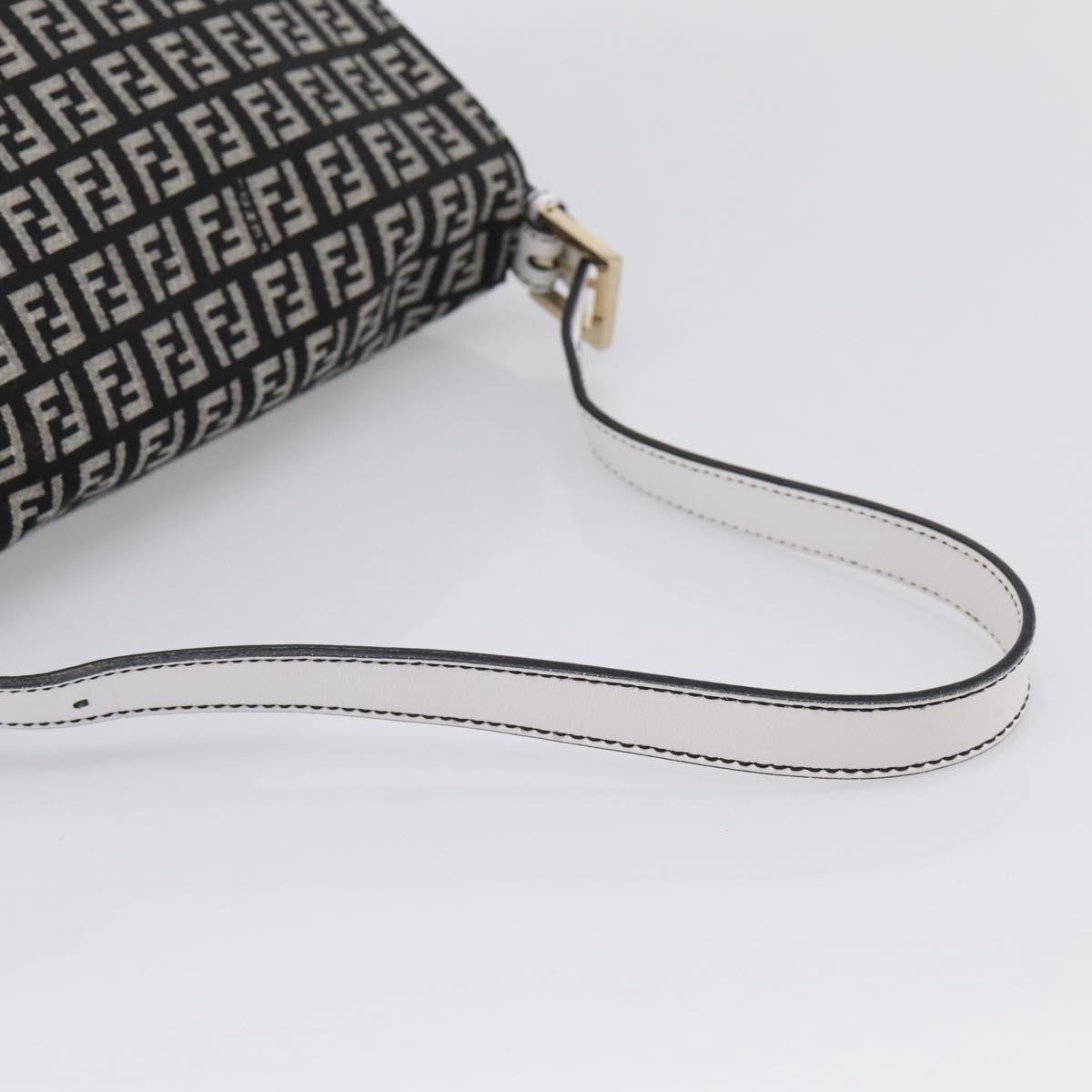 FENDI Zucchino Canvas Mamma Baguette Bag Black Gray Gold Auth am12275SAV