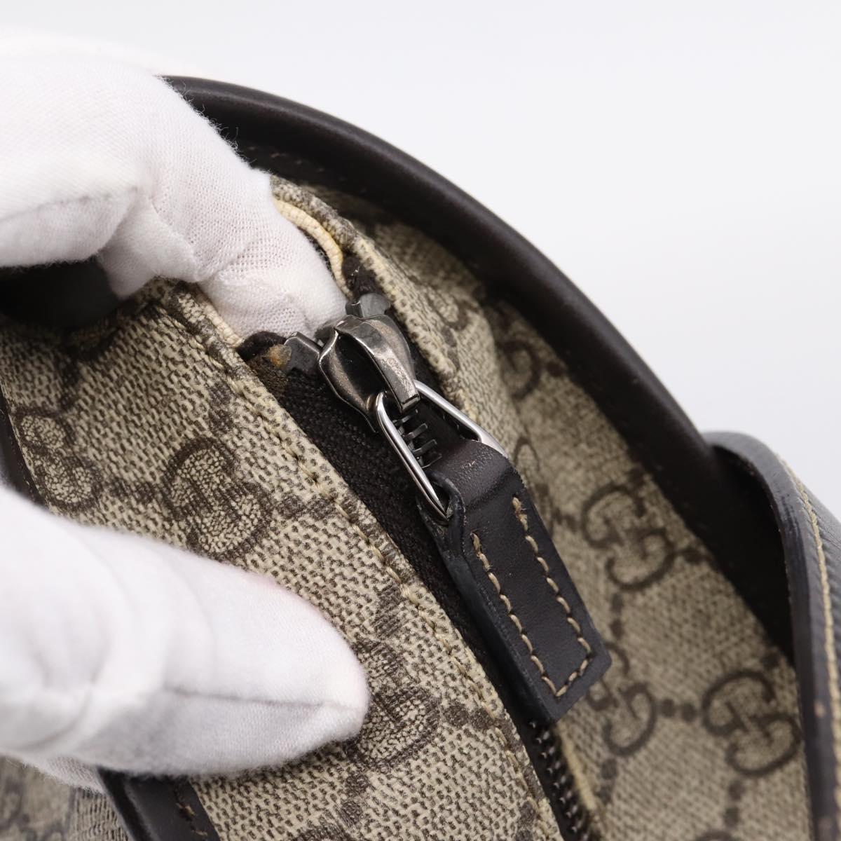 GUCCI GG Supreme Tote Bag PVC Beige Brown Silver 211138 Auth am12278V