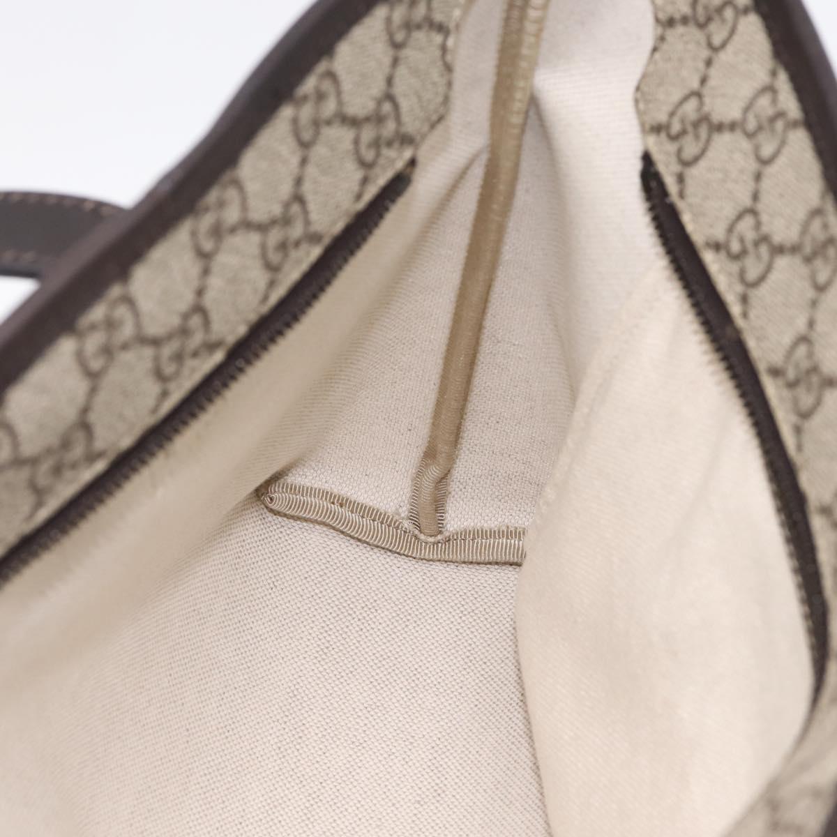 GUCCI GG Supreme Tote Bag PVC Beige Brown Silver 211138 Auth am12278V