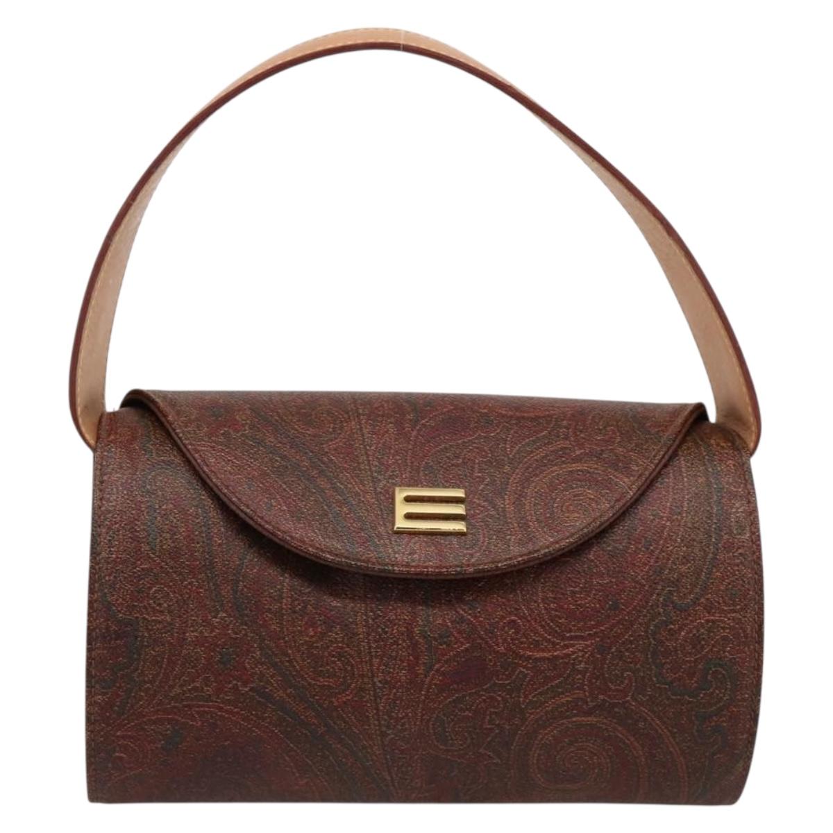 ETRO Paisley Hand Bag PVC Bordeaux Gold Auth am12279V