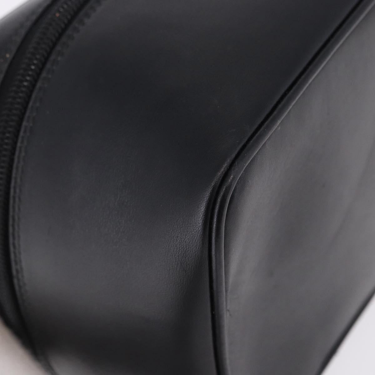 GUCCI Vanity Hand Bag Leather Black Silver 032 1956 0140 Auth am12280