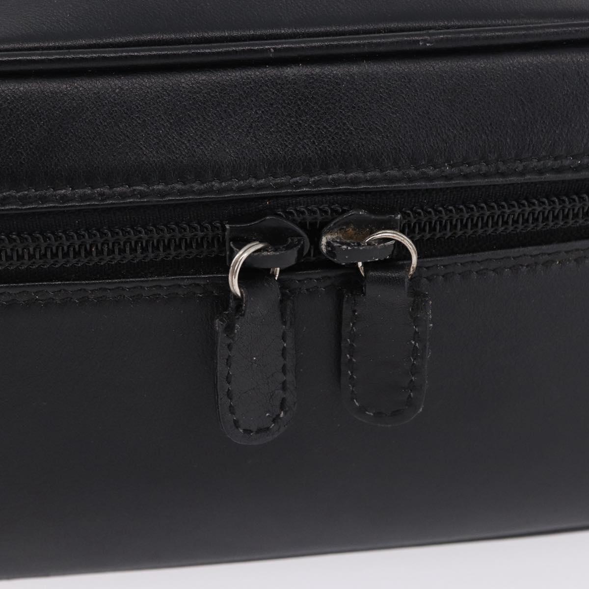 GUCCI Vanity Hand Bag Leather Black Silver 032 1956 0140 Auth am12280