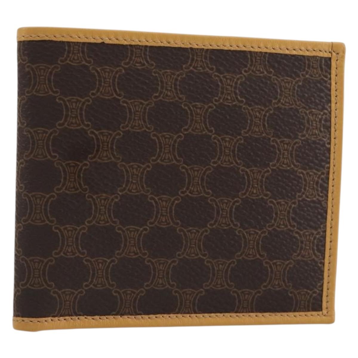 CELINE Macadam Wallet PVC Leather Brown Beige Auth am12282V