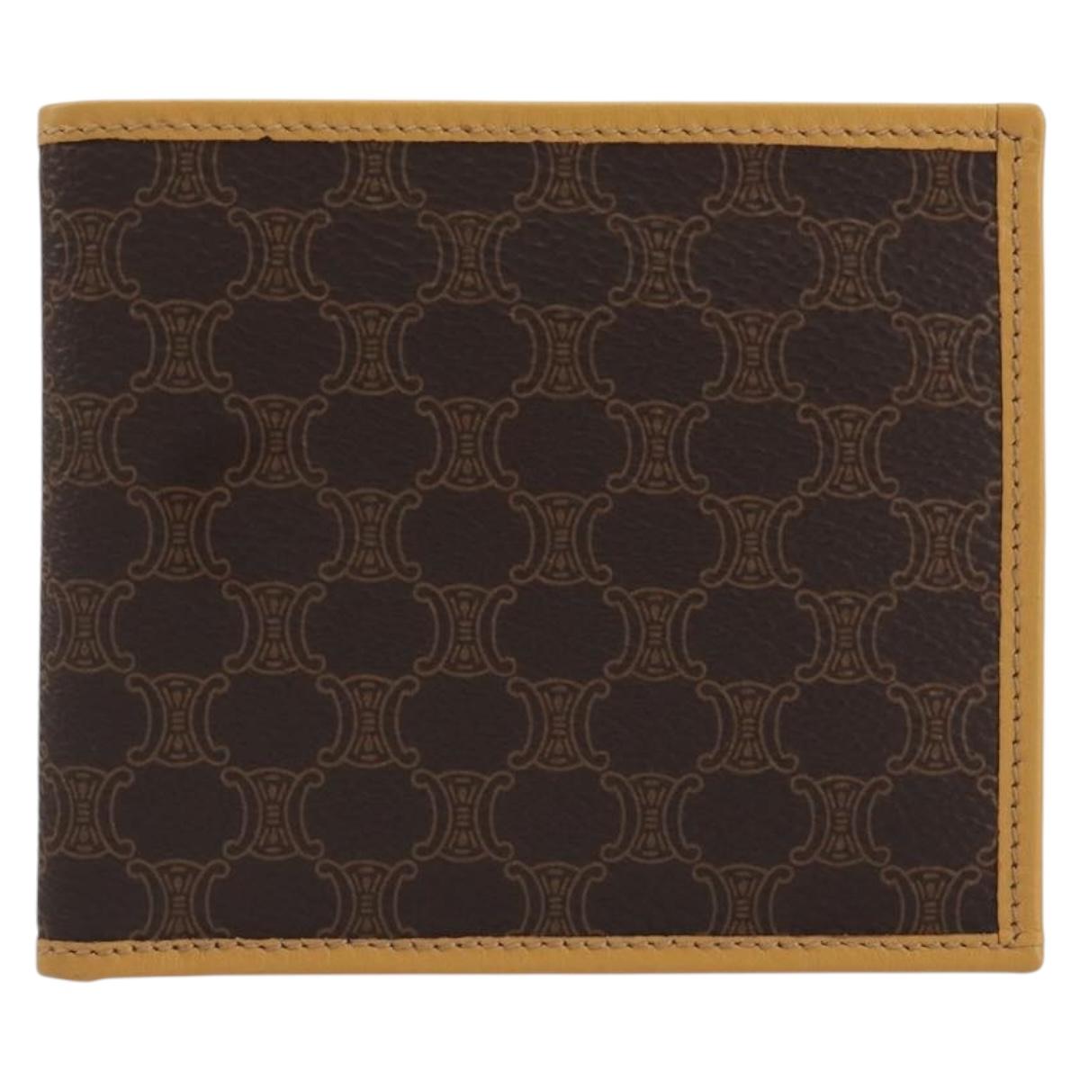 CELINE Macadam Wallet PVC Leather Brown Beige Auth am12282V