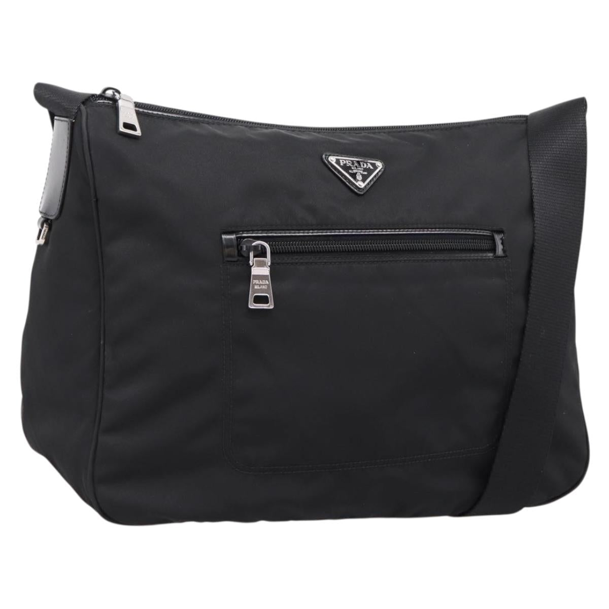 PRADA Shoulder Bag Nylon Black Silver Auth am12283V