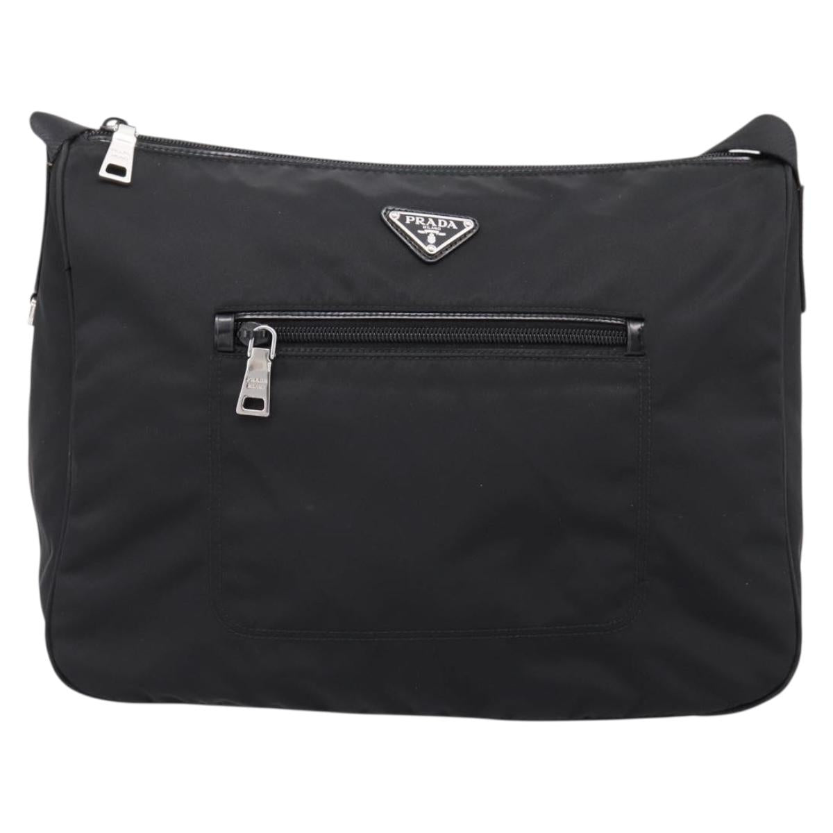 PRADA Shoulder Bag Nylon Black Silver Auth am12283V