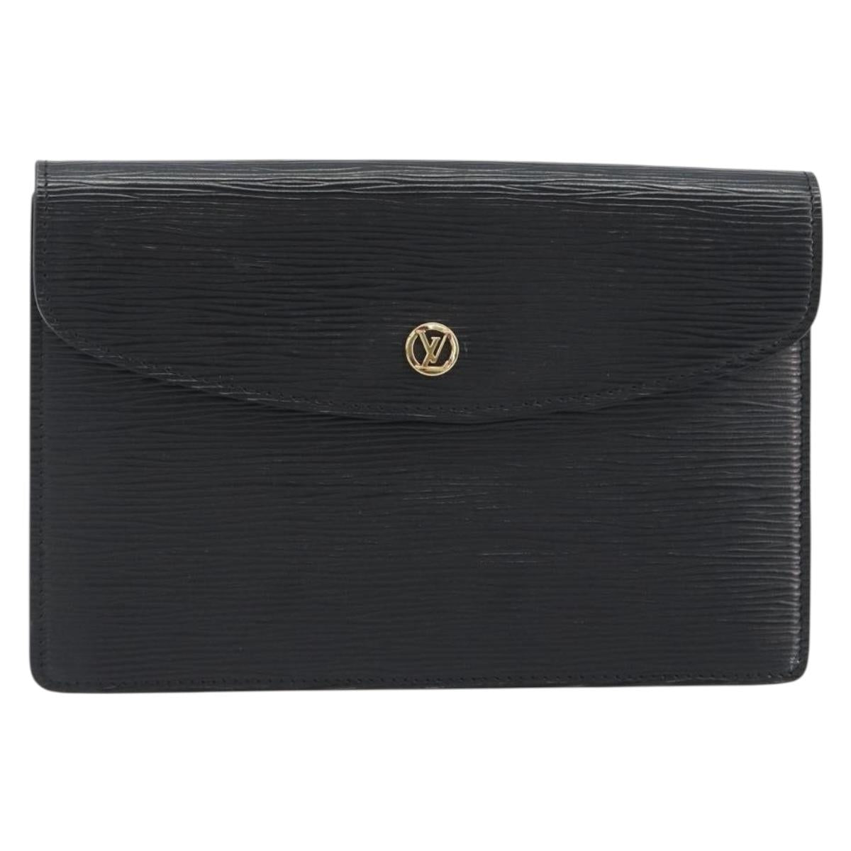 LOUIS VUITTON Epi Montaigne 23 Clutch Bag Black M52662 LV Auth am12285A