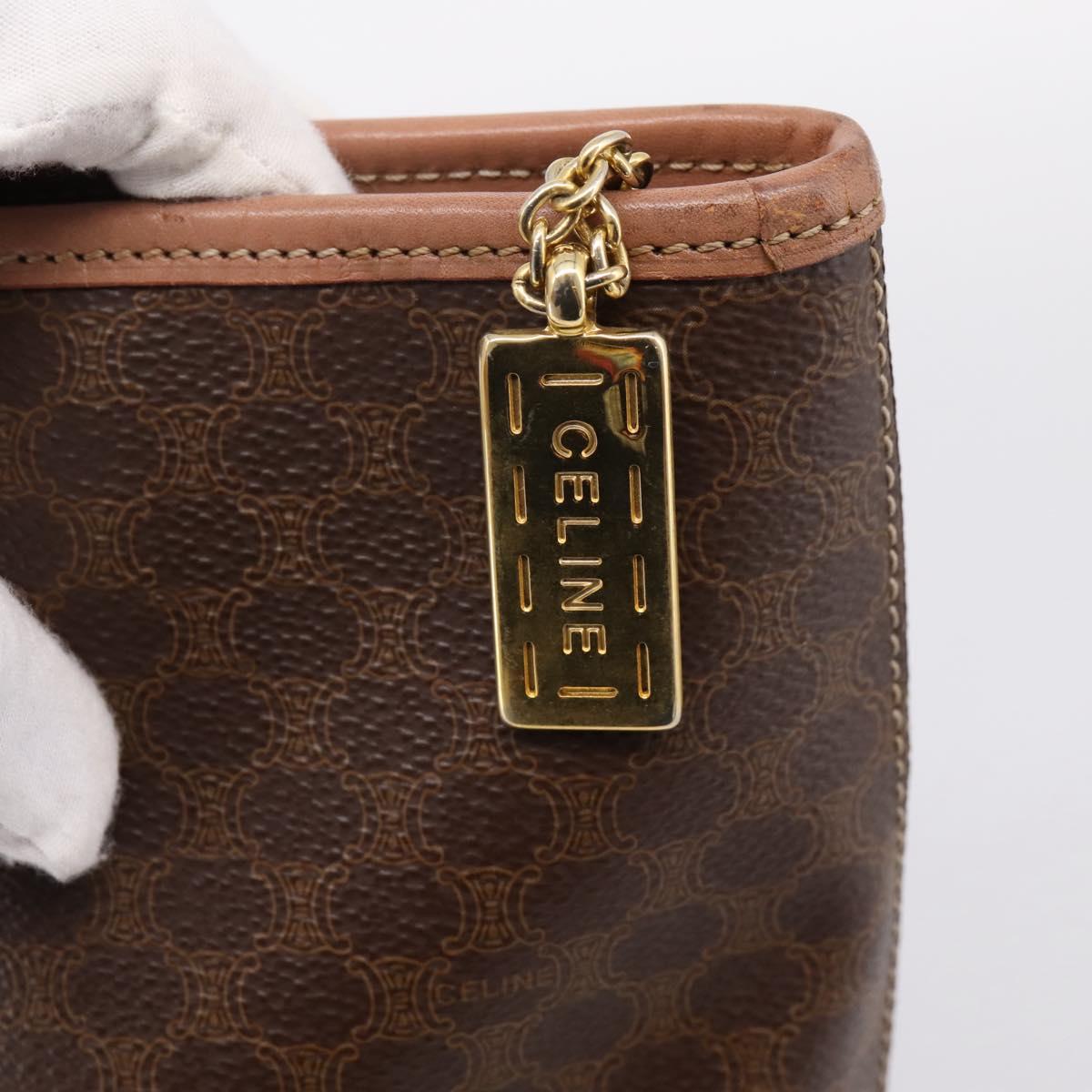 CELINE Macadam Canvas Tote Bag PVC Leather Brown Gold Auth am12286V