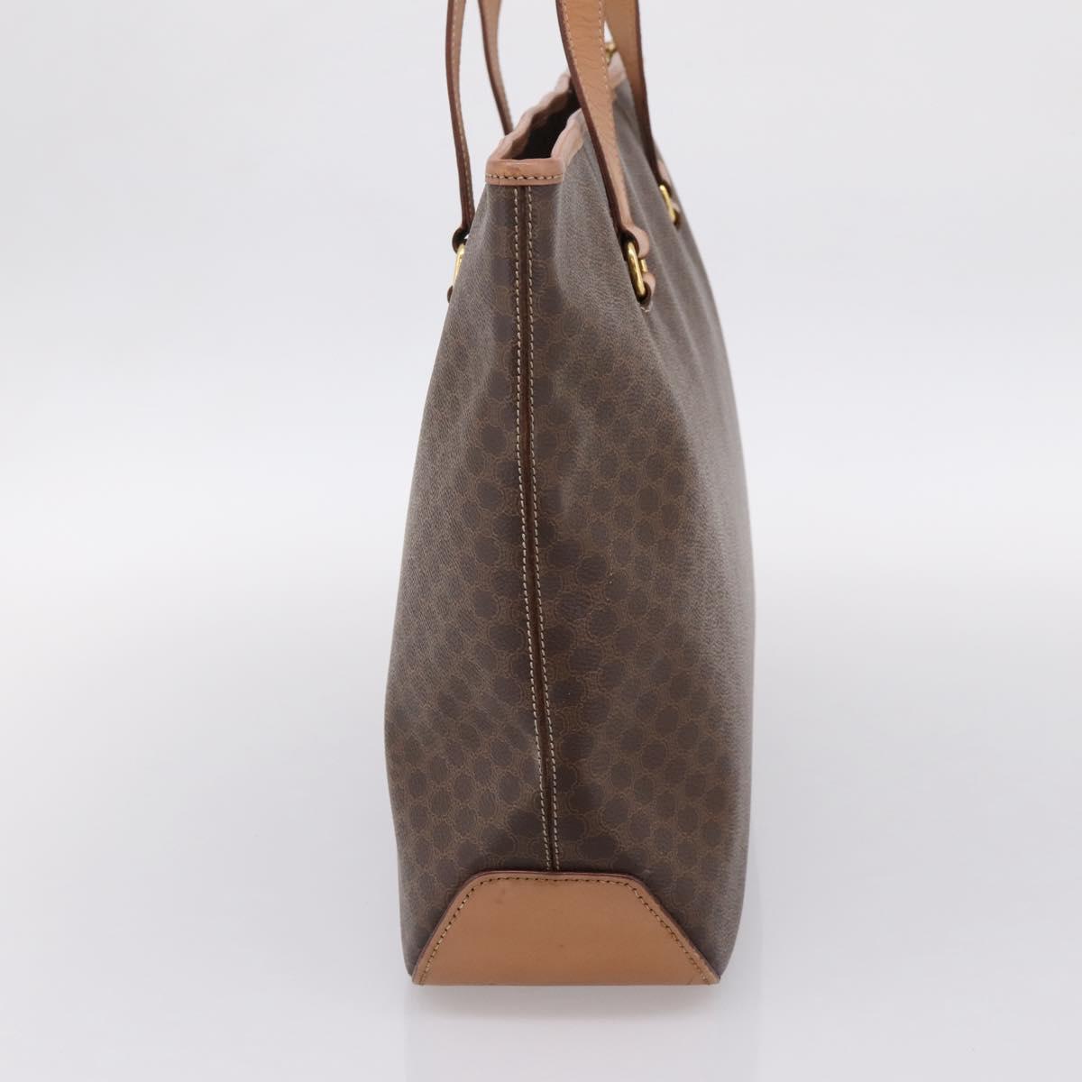 CELINE Macadam Canvas Tote Bag PVC Leather Brown Gold Auth am12286V
