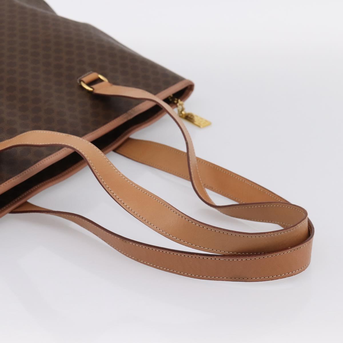 CELINE Macadam Canvas Tote Bag PVC Leather Brown Gold Auth am12286V