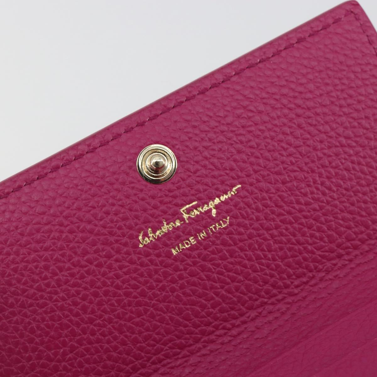 Salvatore Ferragamo Card Case Leather Pink Gold Tone Auth am12289M