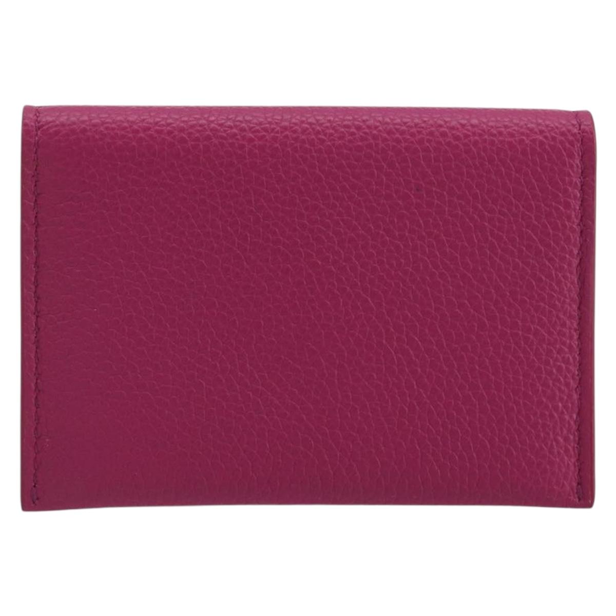 Salvatore Ferragamo Card Case Leather Pink Gold Tone Auth am12289M