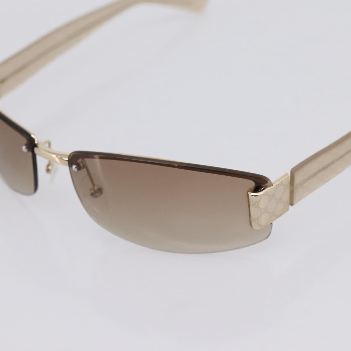 GUCCI Rimless Sunglasses Plastic Brown Gold Tone Auth am12290V