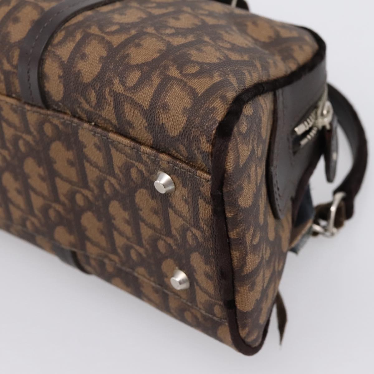 Christian Dior Trotter Romantic Hand Bag PVC Brown Silver Auth am12294SAM