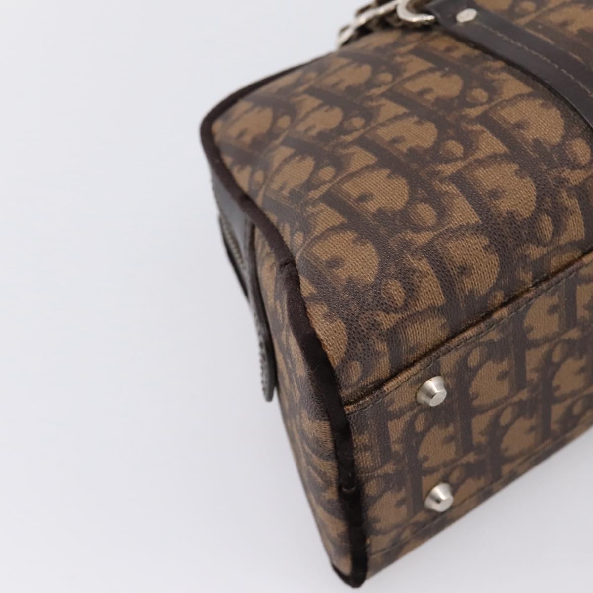 Christian Dior Trotter Romantic Hand Bag PVC Brown Silver Auth am12294SAM