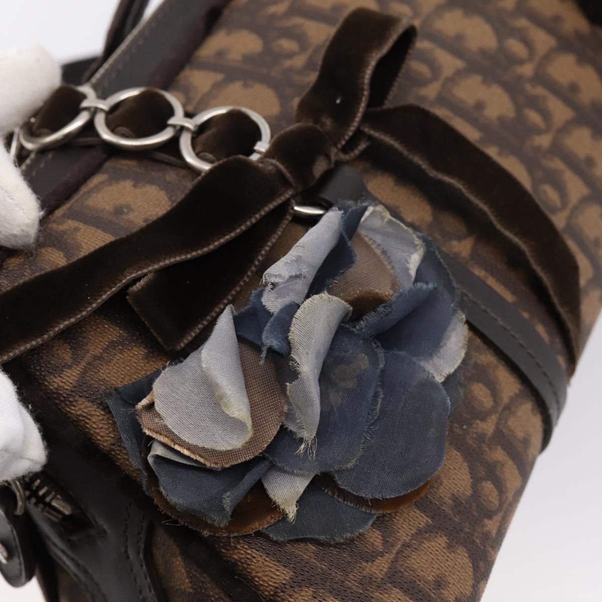 Christian Dior Trotter Romantic Hand Bag PVC Brown Silver Auth am12294SAM