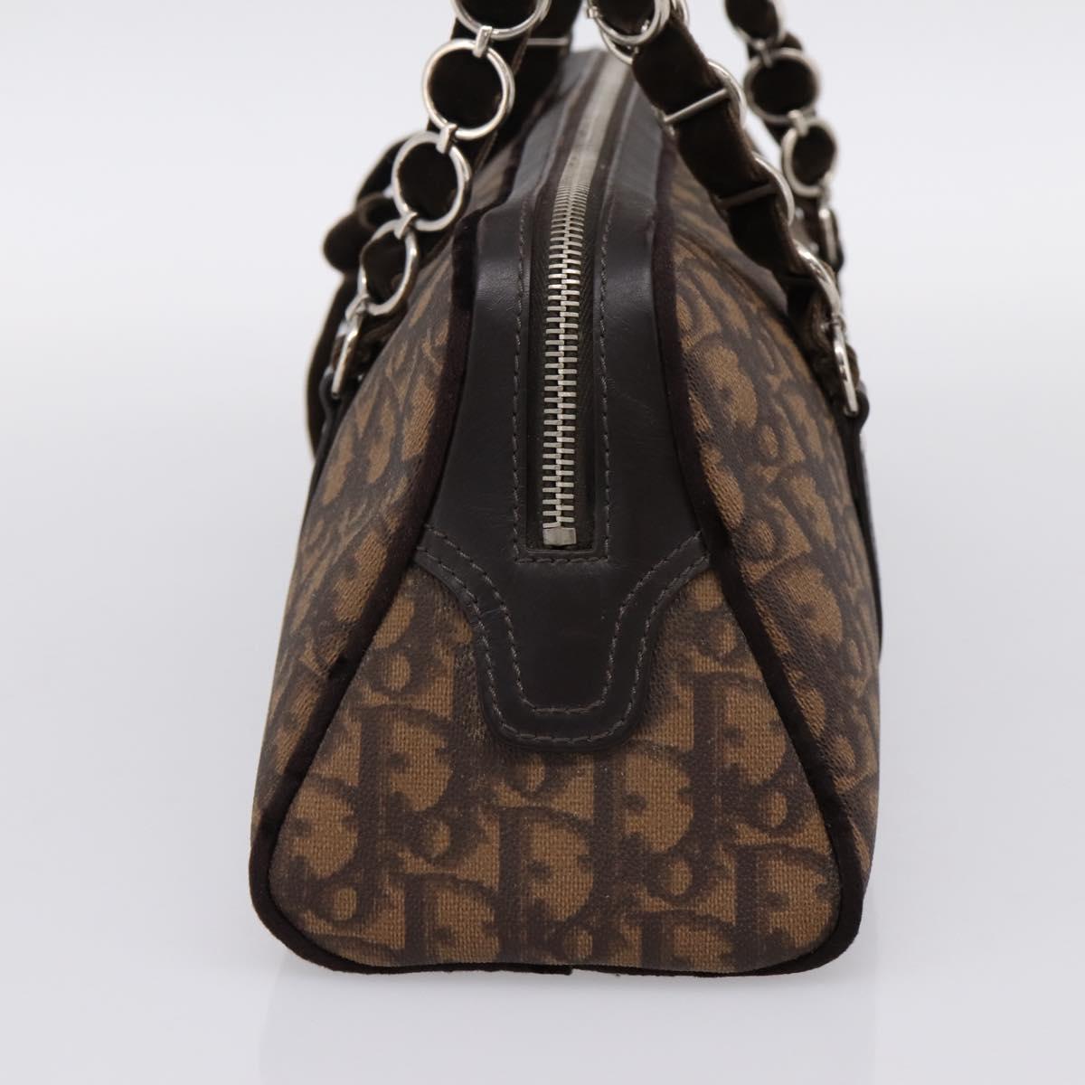 Christian Dior Trotter Romantic Hand Bag PVC Brown Silver Auth am12294SAM