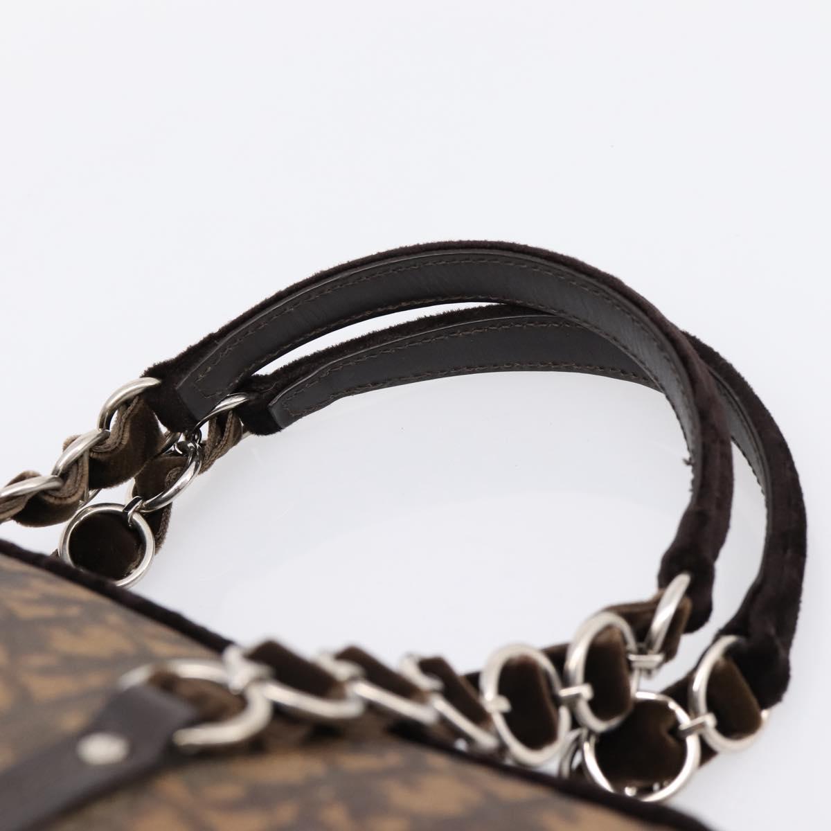 Christian Dior Trotter Romantic Hand Bag PVC Brown Silver Auth am12294SAM