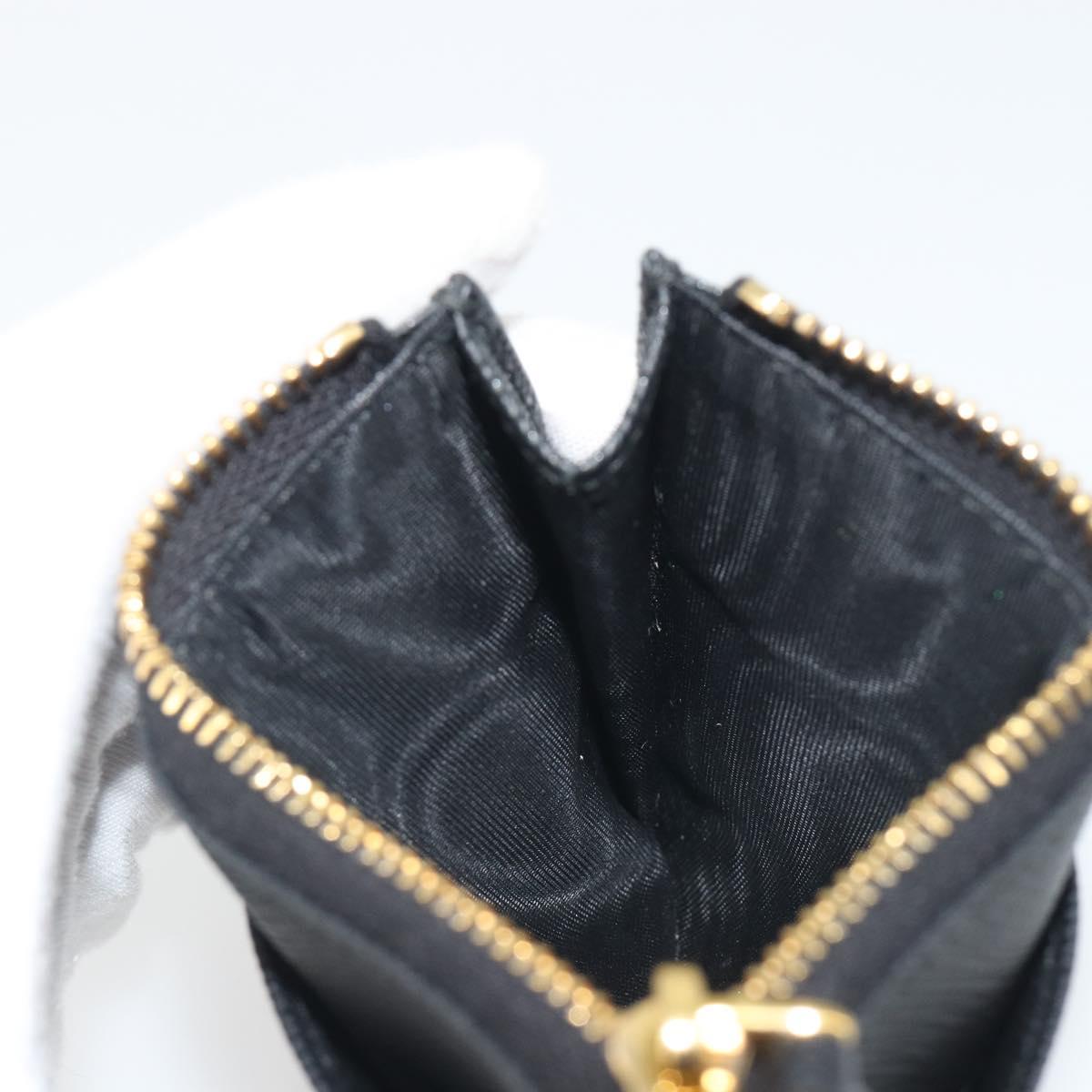 PRADA Card Coin Purse Saffiano Black Gold Tone Auth am12296M