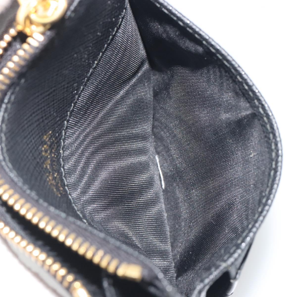 PRADA Card Coin Purse Saffiano Black Gold Tone Auth am12296M