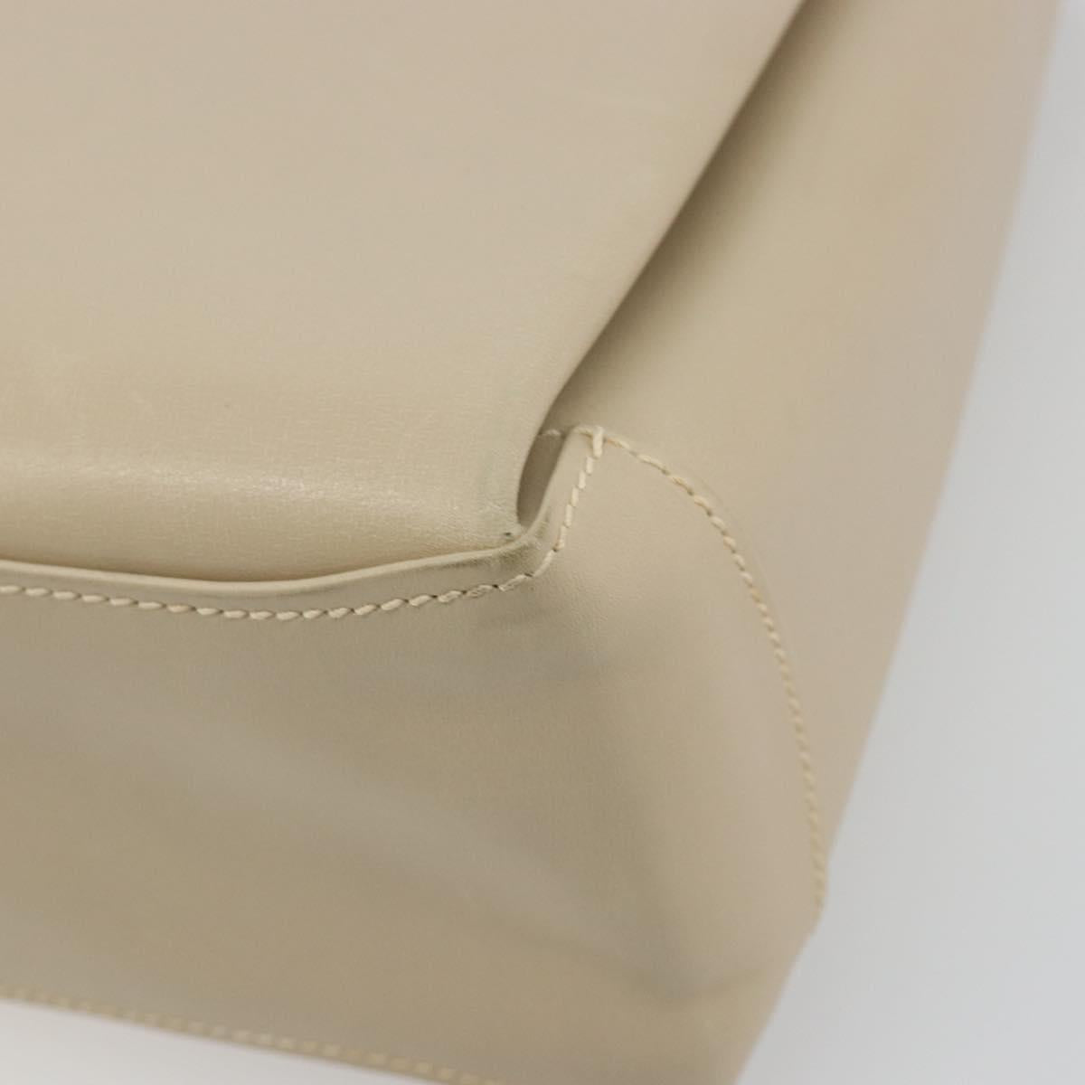 GUCCI Old Turn Lock Shoulder Bag Leather Beige Gold Tone Auth am12298A