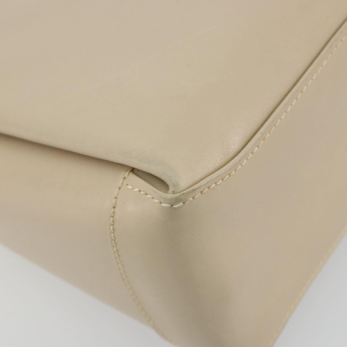 GUCCI Old Turn Lock Shoulder Bag Leather Beige Gold Tone Auth am12298A