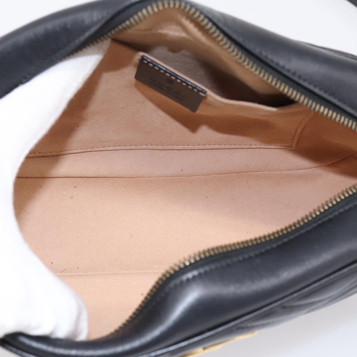 GUCCI GG Marmont Chain Shoulder Bag Leather Black Gold Tone 447632 Auth am12299V
