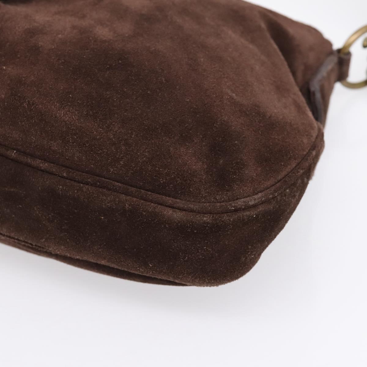 Miu Miu Shoulder Bag Suede Brown Gold Tone Auth am12303V