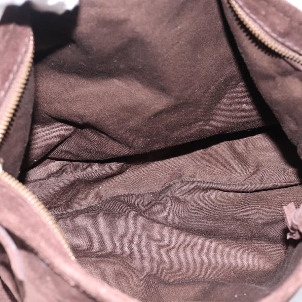 Miu Miu Shoulder Bag Suede Brown Gold Tone Auth am12303V