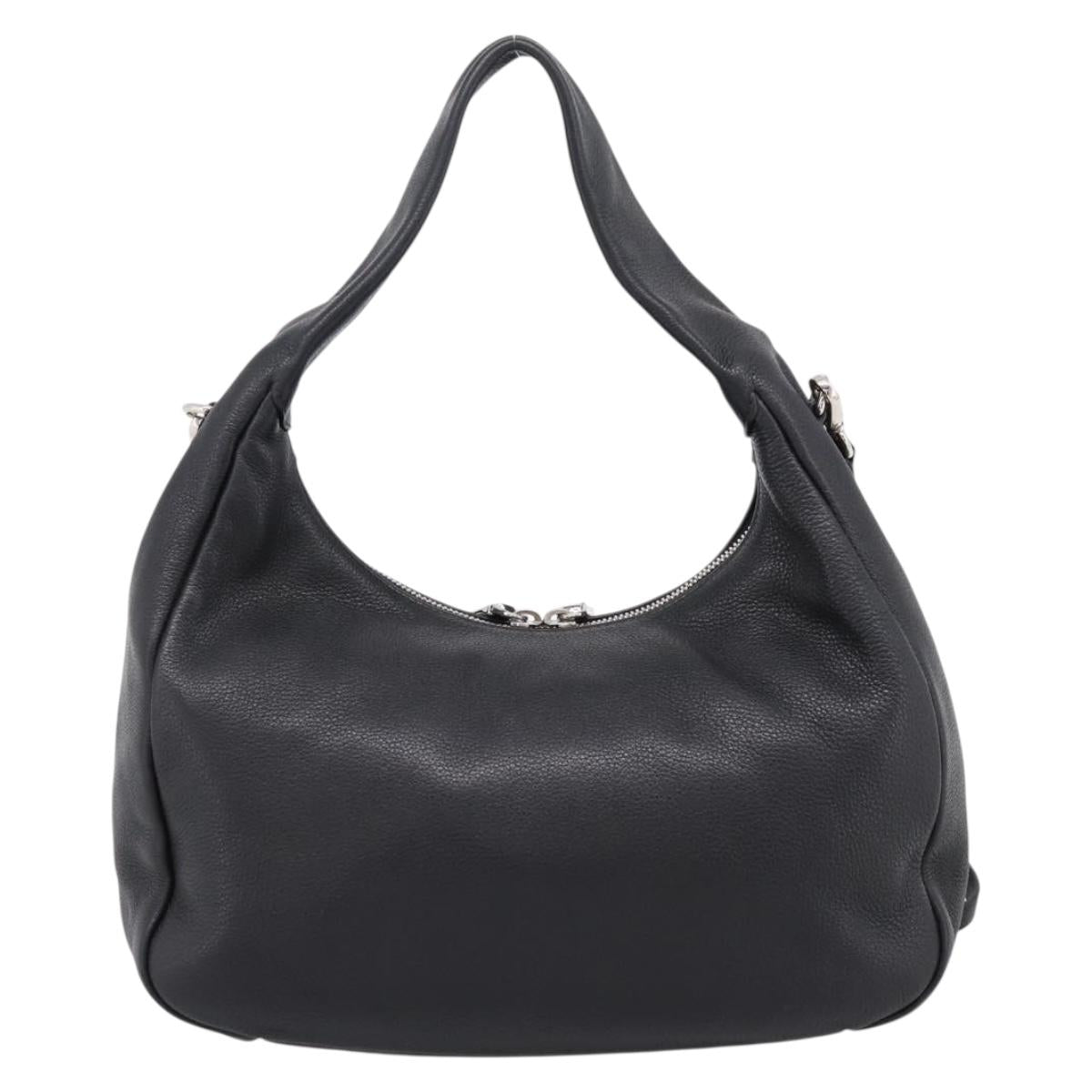 PRADA Shoulder Bag Leather 2way Black Silver 1BC133 Auth am12304SAM