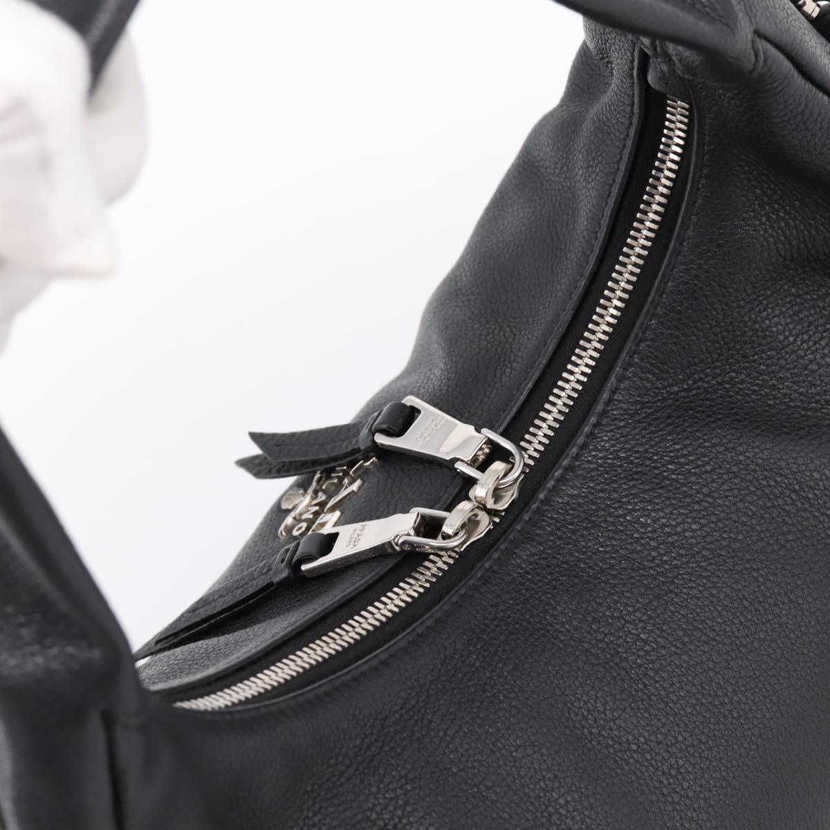 PRADA Shoulder Bag Leather 2way Black Silver 1BC133 Auth am12304SAM