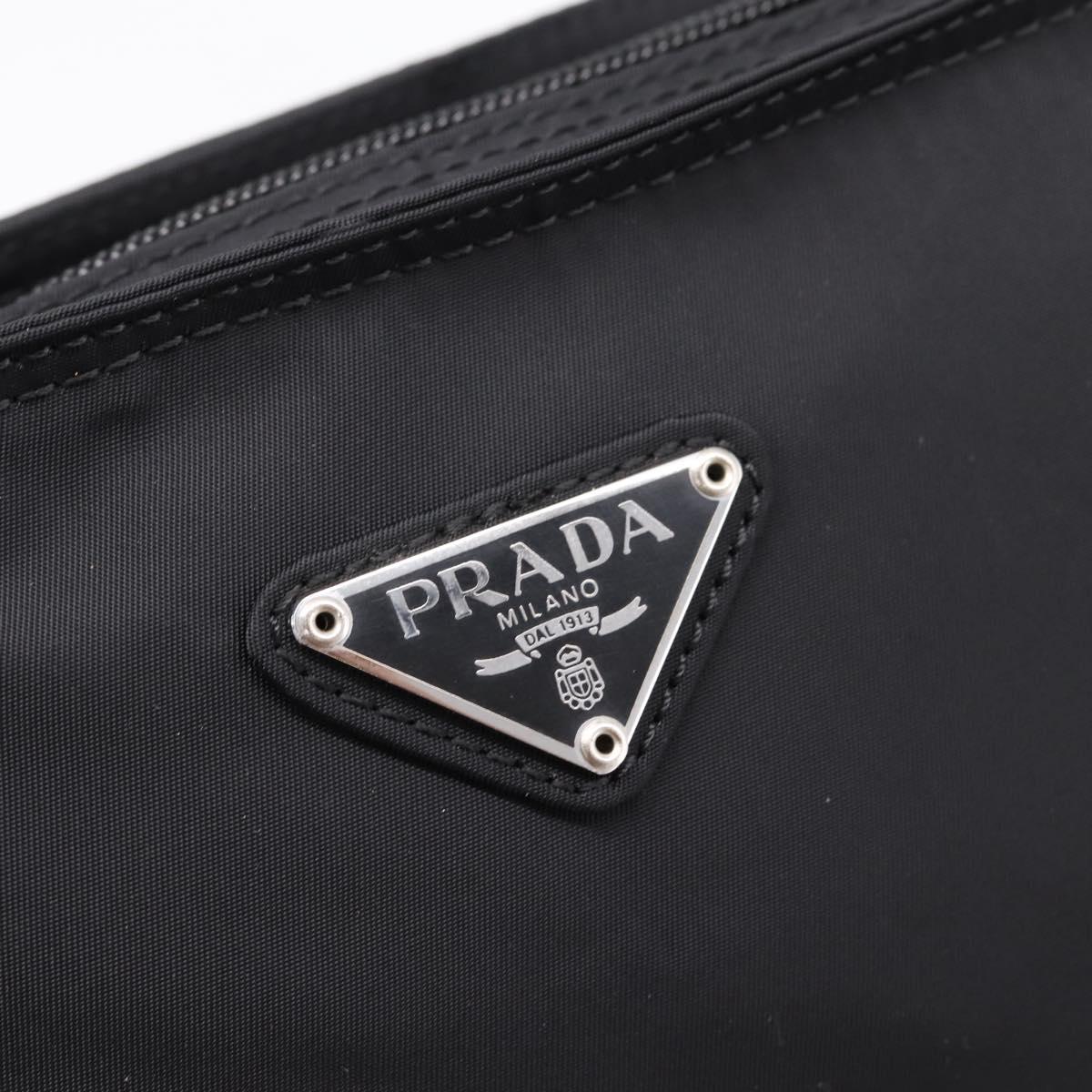 PRADA Nylon Shoulder Bag Black Silver B7338 Auth am12305V