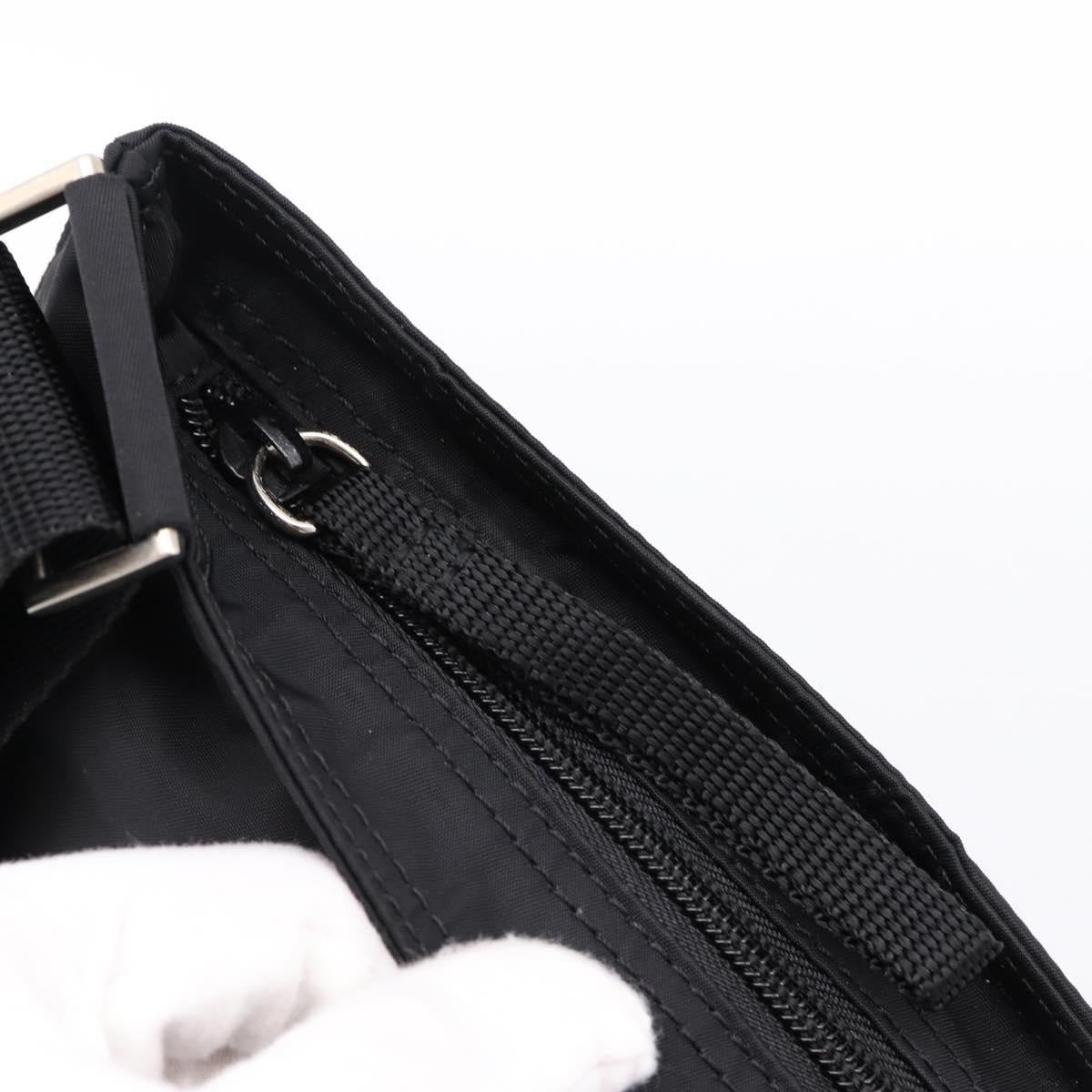 PRADA Nylon Shoulder Bag Black Silver B7338 Auth am12305V