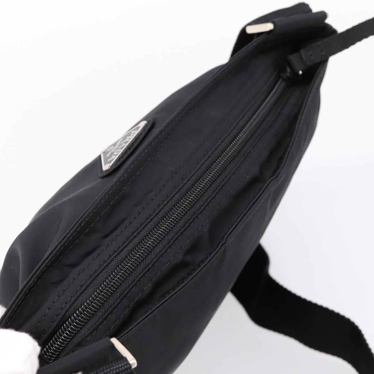 PRADA Nylon Shoulder Bag Black Silver B7338 Auth am12305V