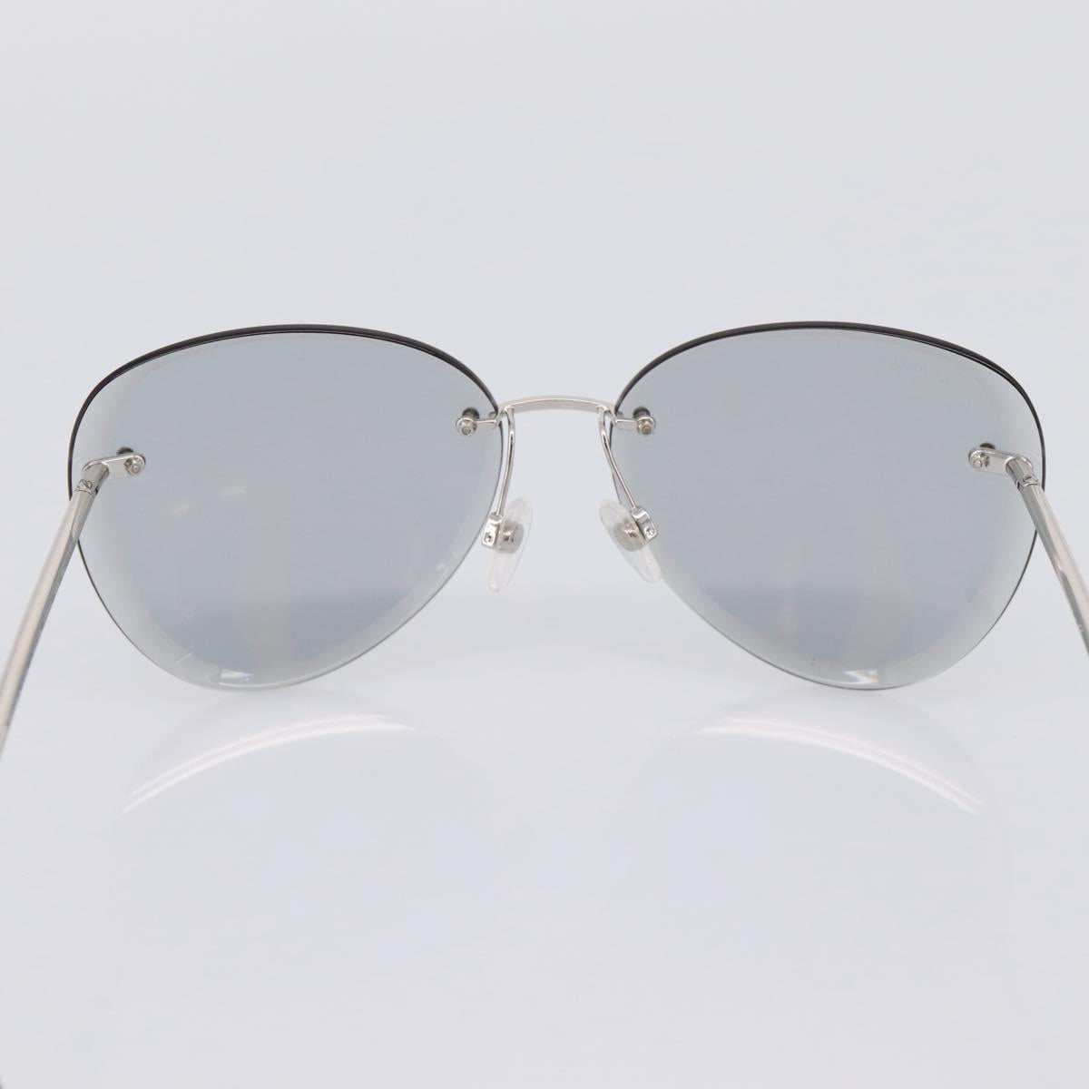 CHANEL Rimless Sunglasses Metal Gray Silver CC Auth am12308M