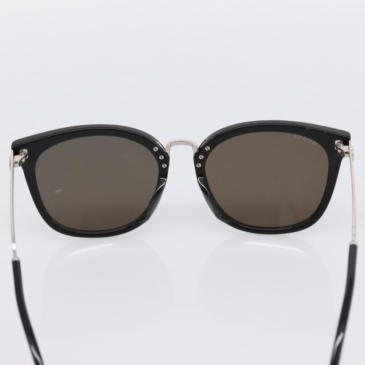 GUCCI Interlocking G Web Sherry Line Sunglasses Metal Black Silver Auth am12309M