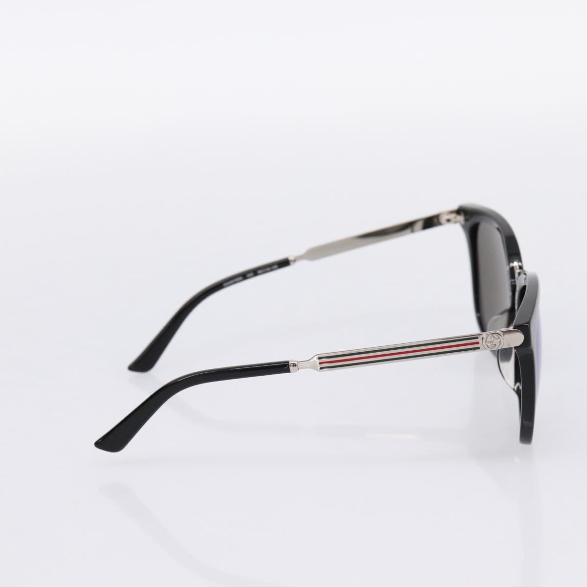 GUCCI Interlocking G Web Sherry Line Sunglasses Metal Black Silver Auth am12309M