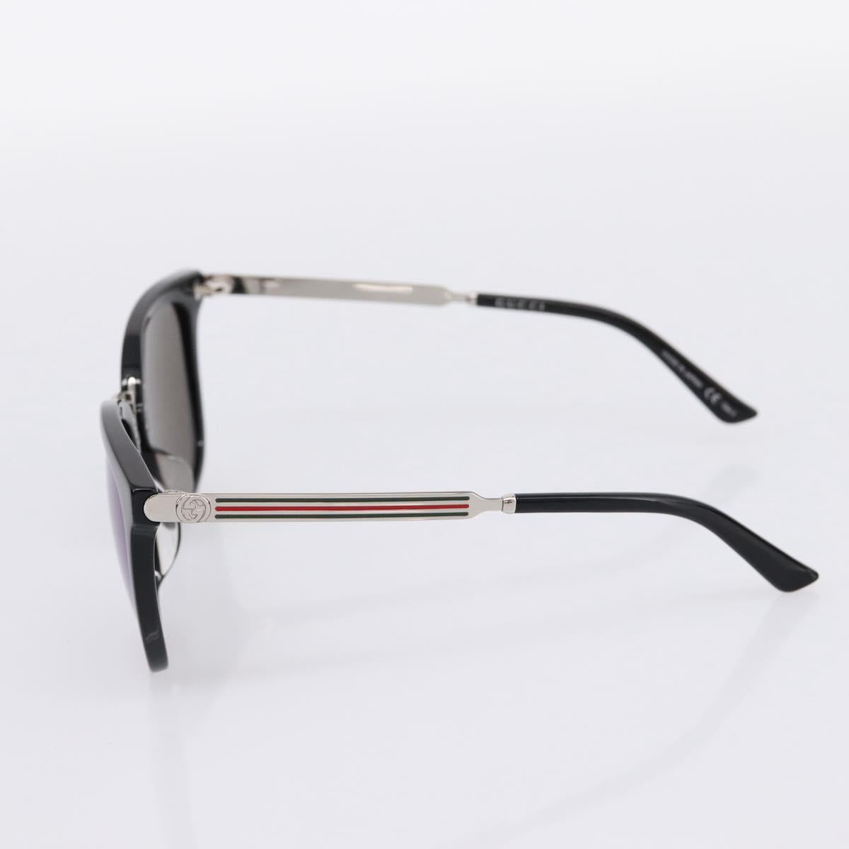GUCCI Interlocking G Web Sherry Line Sunglasses Metal Black Silver Auth am12309M