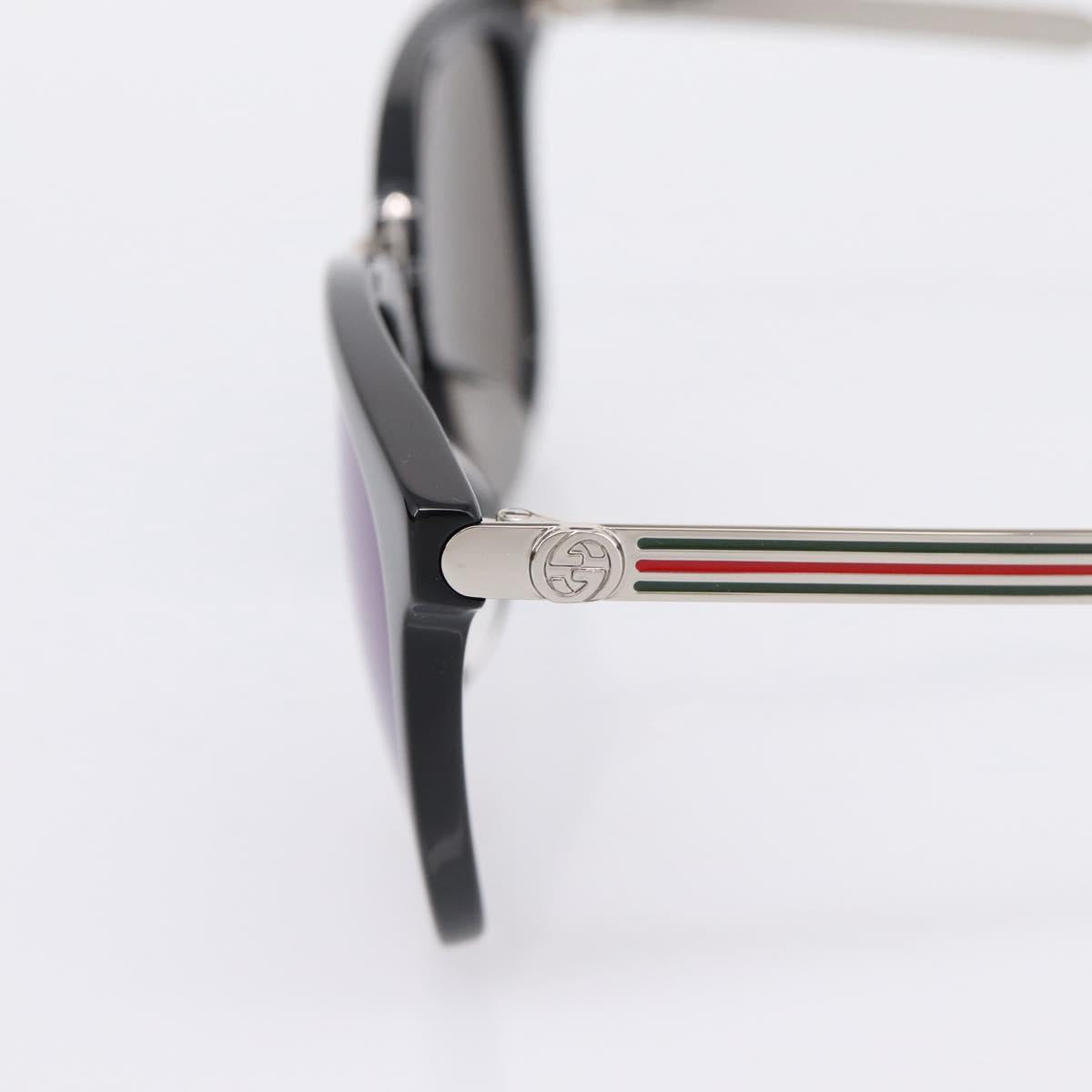 GUCCI Interlocking G Web Sherry Line Sunglasses Metal Black Silver Auth am12309M